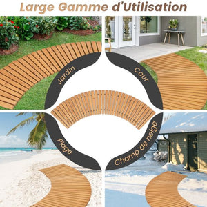 Vialetto curvo da giardino in legno di abete lungomare con superficie antiscivolo fili metallici con guaina in plastica 216 x 53 cm naturale 20_0007632