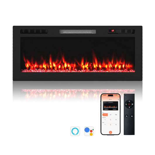 Caminetto elettrico da incasso 91,4 x 10 x 46 cm riscaldamento efficiente 750W/1500W atmosfera accogliente metallo nero 20_0018919