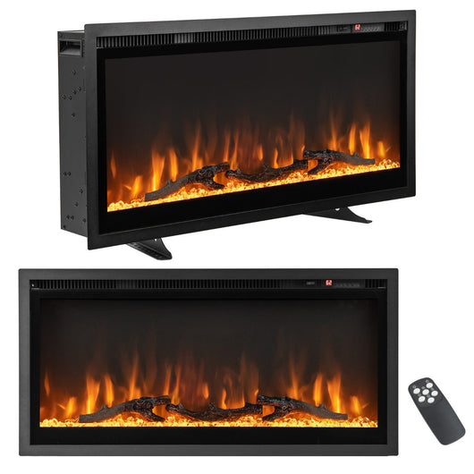 Caminetto elettrico da parete con telecomando 91,5 x 14 x 45 cm riscaldamento silenzioso atmosfera accogliente metallo nero 20_0021095