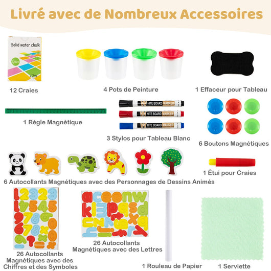 Cavalletto da disegno per bambini 59,5 x 47-65 x 85-147 cm regolabile e portatile design naturale legno di pino massiccio 20_0018468