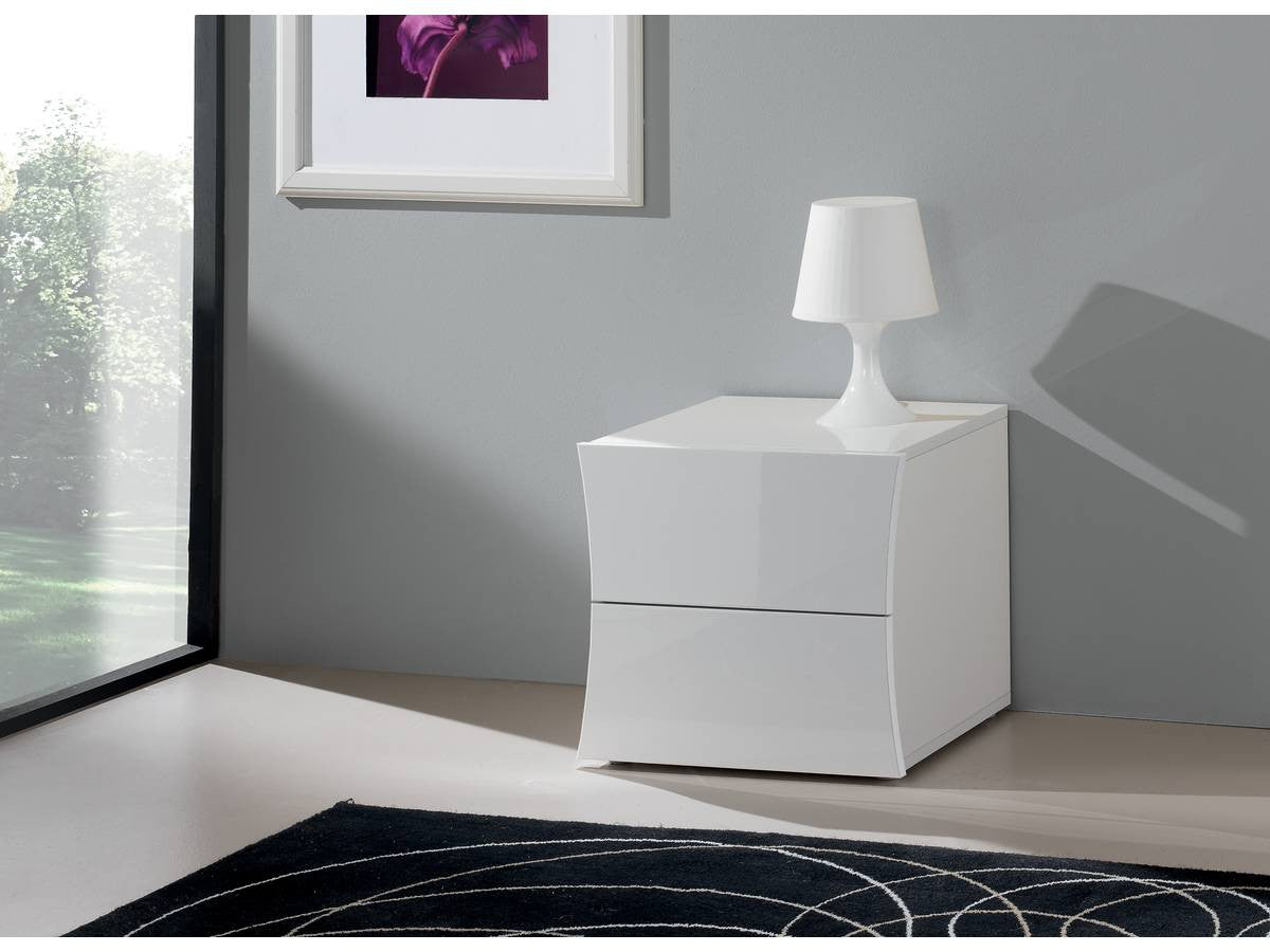 Comodino "Arco" - Laccato bianco - 2 cassetti