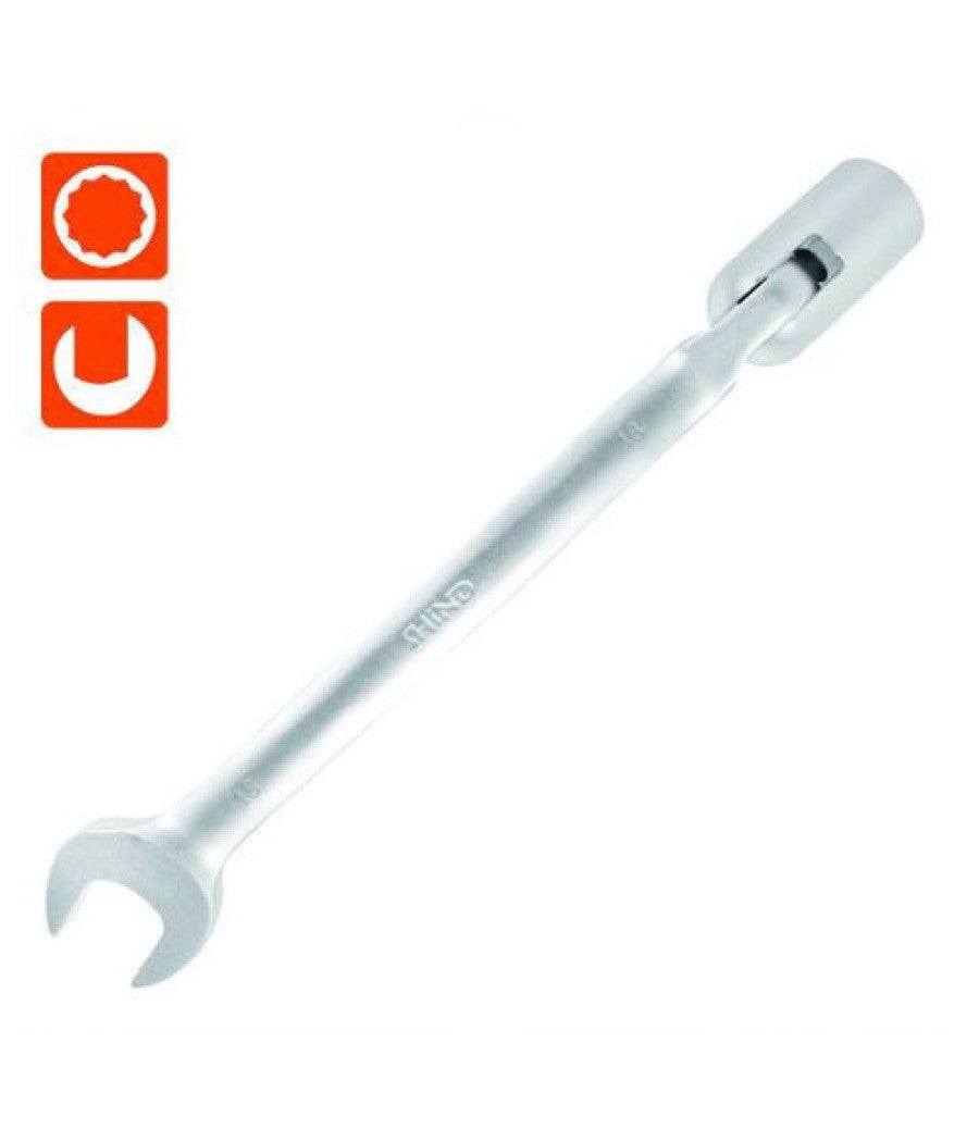 Chiave Combinata 18mm Fissa E A Bussola Poligonale Con Snodo Cromo Vanadio 97566         