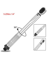 Chiave Dinamometrica Cricchetto 1/4'' 5-25 Nm Serraggio Reversibile 270mm         