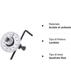 Chiave Dinamometrica Regolabile A 360° Gradi Attacco Da 1/2" Manometro Angolare         