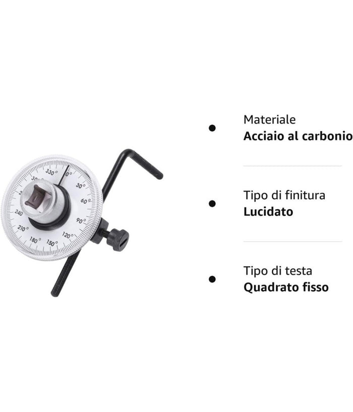 Chiave Dinamometrica Regolabile A 360° Gradi Attacco Da 1/2" Manometro Angolare         