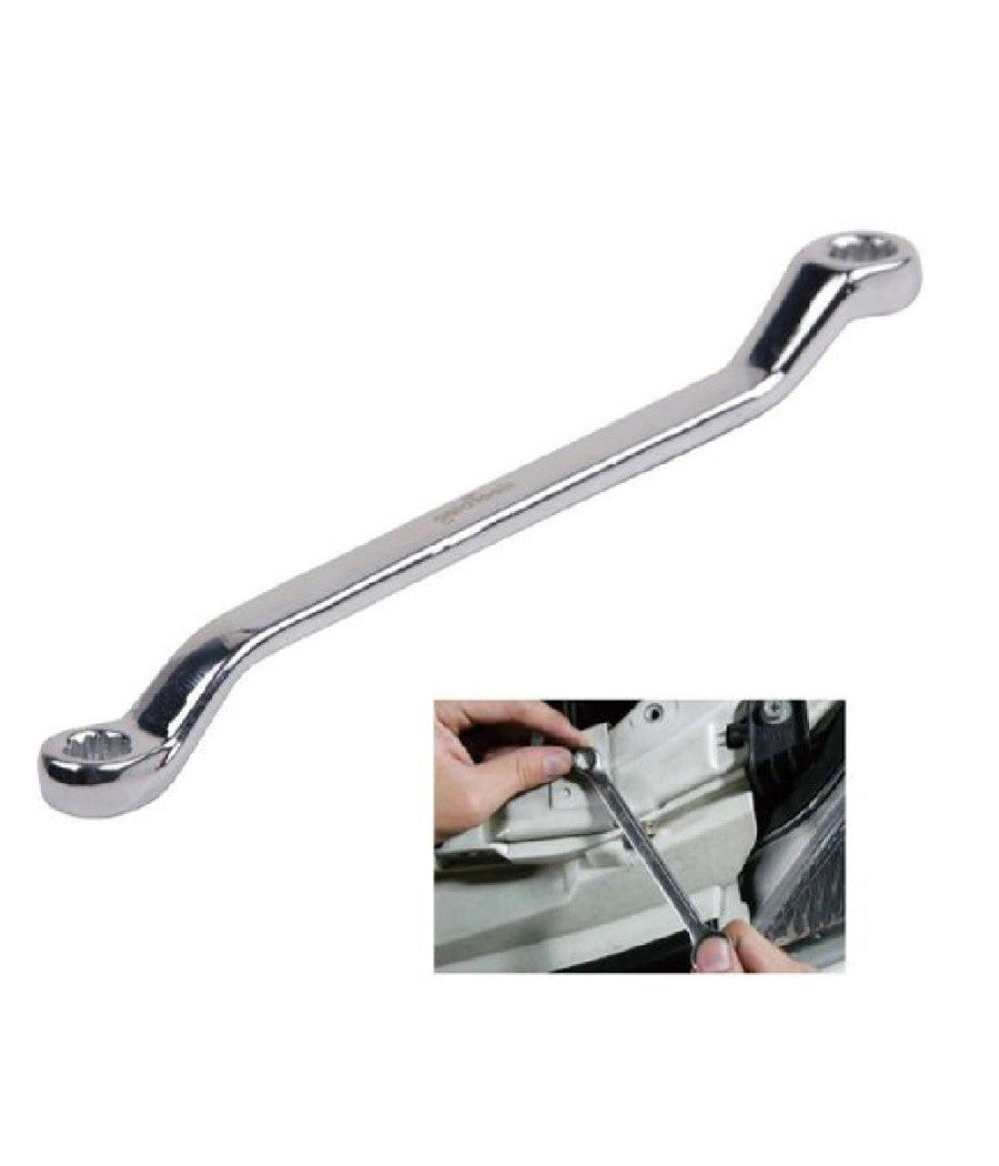 Chiave Fissa Poligonale A Doppia Testa Curva 8-9mm Anello A Stella Cromata 91688         