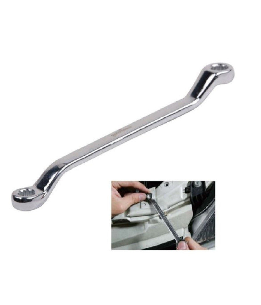 Chiave Fissa Poligonale Doppia Testa Curva 20-22mm Anello A Stella Cromata 91697         