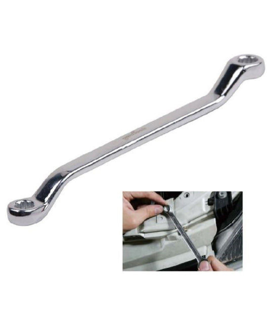 Chiave Fissa Poligonale Doppia Testa Curva 9-11 Mm Anello A Stella Cromata 91689         