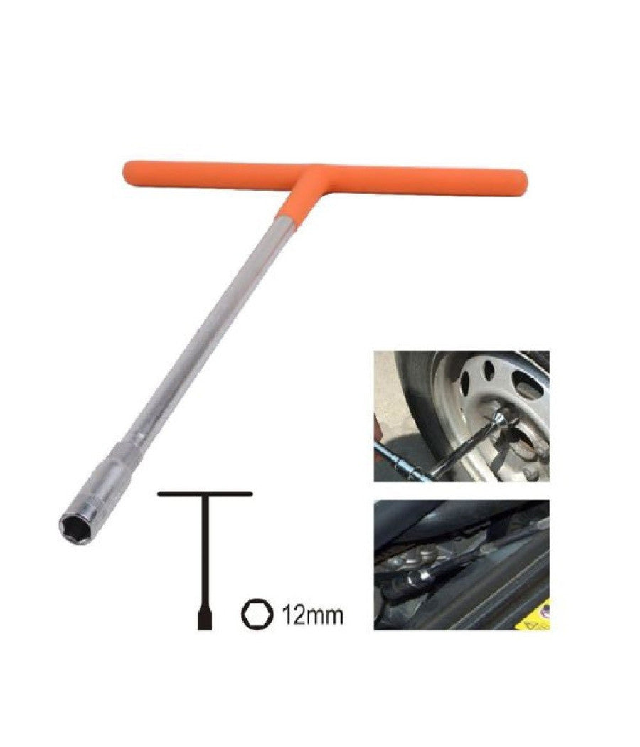 Chiave Poligonale Impugnatura Tipo A T Da 12mm Con Bussola Esagonale Cr-v 91608         