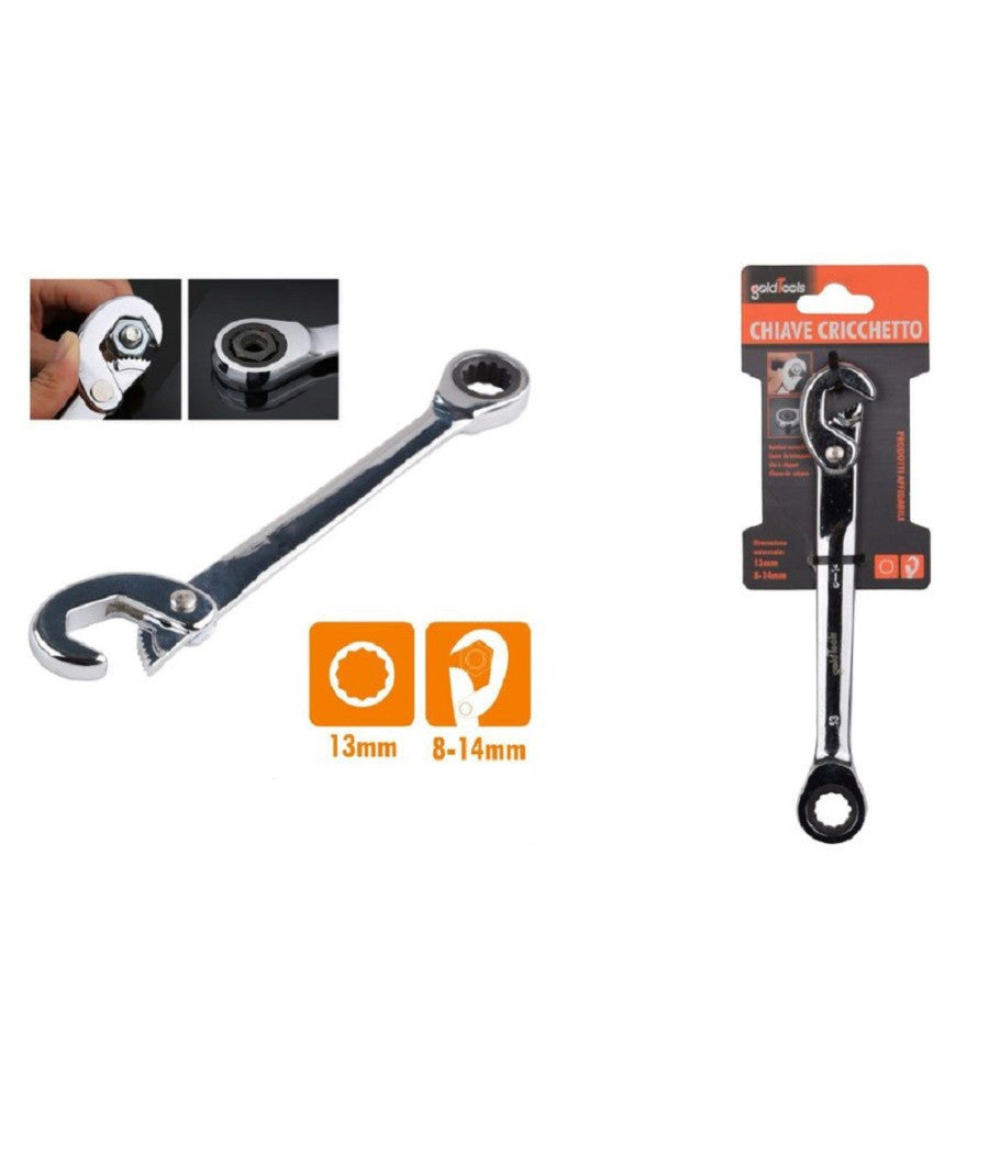 Chiave Universale 8-14 Mm Cricchetto A Testa Poligonale Anello 13 Mm Pinza 91746         