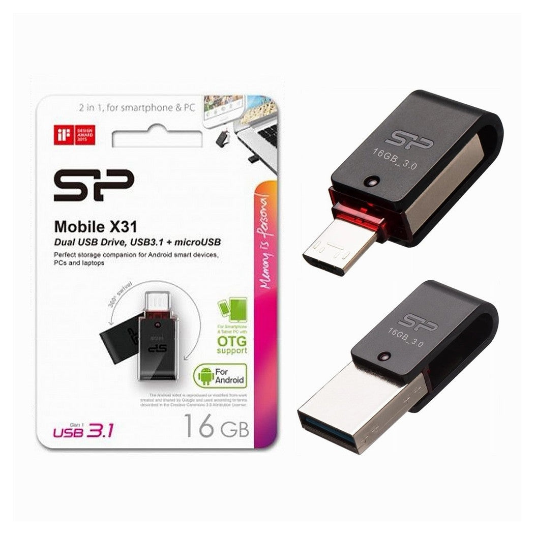 Chiavetta Usb 16 Gb Usb3.1 Microusb Otg Doppia Per Smartphone Tablet Otgx31/16gb         