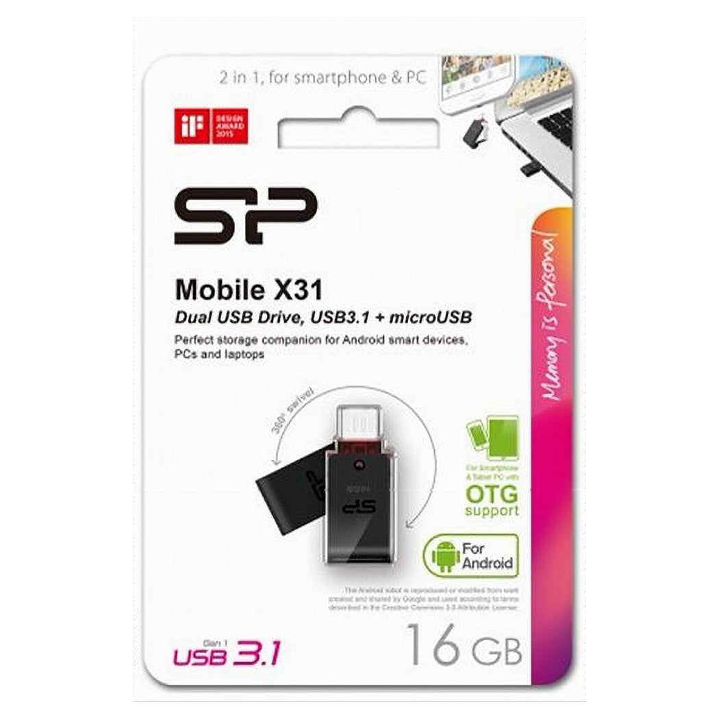 Chiavetta Usb 16 Gb Usb3.1 Microusb Otg Doppia Per Smartphone Tablet Otgx31/16gb         