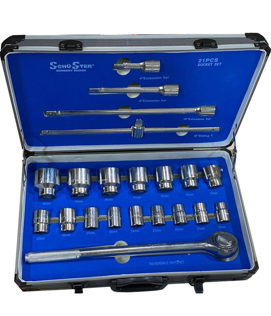 Chiavi Bussole Grandi Kit 21 Pezzi Pz Da 19 A 50 Mm Cricchetto Camion Trattore         