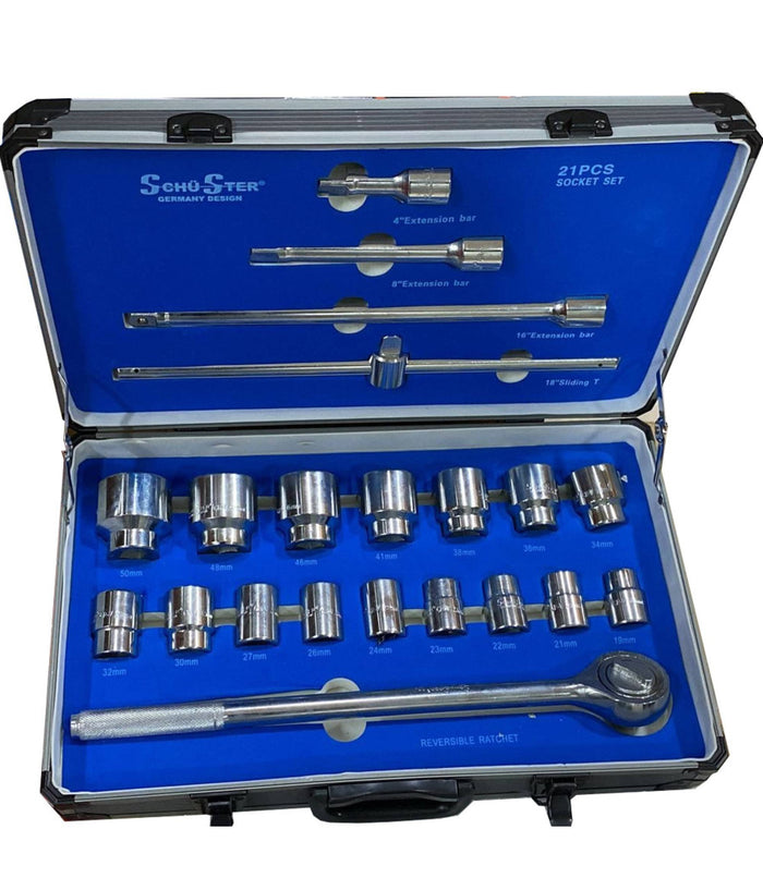 Chiavi Bussole Grandi Kit 21 Pezzi Pz Da 19 A 50 Mm Cricchetto Camion Trattore         