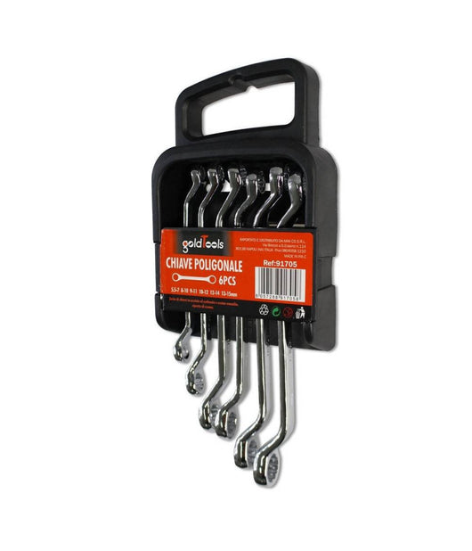 Chiavi Poligonali A Doppia Testa Curva 6 Pz Chiave Lunga In Cromo Vanadio 91705         