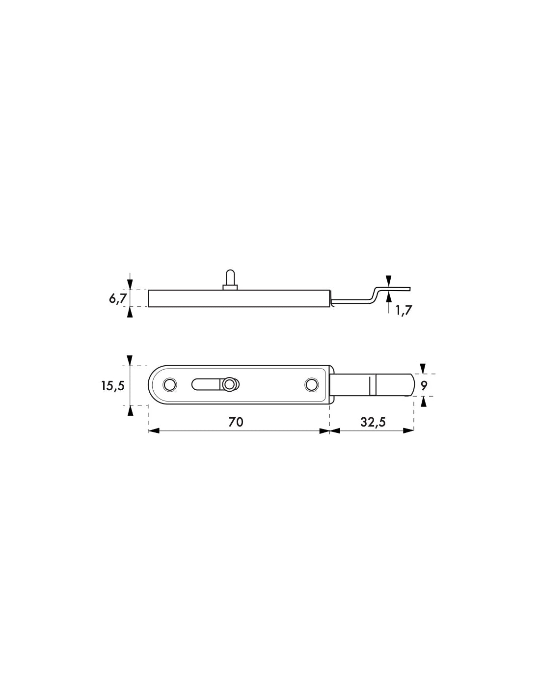 Chiavistello ALSACIER 75X15 zincato, a gomito - THIRARD