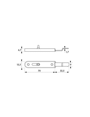 Chiavistello ALSACIER 75X15 zincato, a gomito - THIRARD