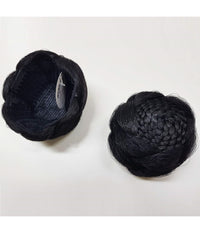 Chignon Capelli Sintetici Nero A30 Treccia Donna Pettinatura Acconciature         