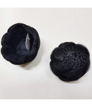Chignon Capelli Sintetici Nero A30 Treccia Donna Pettinatura Acconciature         