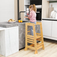 Torre per bambini in piedi da cucina in bamb¨´ per bambini con altezza regolabile, Torre protezioni di sicurezza-Tavoli e sedie