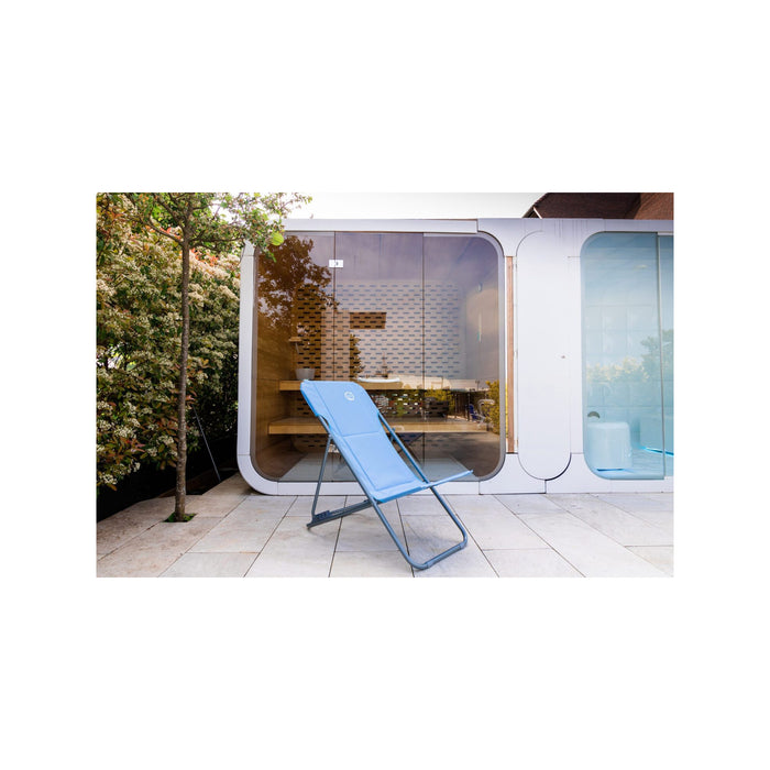 Sedia da giardino pieghevole - 4 posizioni - O'Sun - Blu - Dimensioni : 96 x 55 x 98 cm