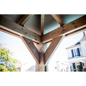 Chiosco bar pool house da giardino in legno termotrattato 379x379 cm  tetto ACP  gazebo con 2 pareti bar + 1 ventelle + 1 lambris  THB3535.CCVB Foresta