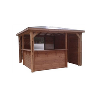 Chiosco bar pool house da giardino in legno termotrattato 379x379 cm  tetto ACP  gazebo con 2 pareti bar + 1 ventelle + 1 lambris  THB3535.CCVB Foresta