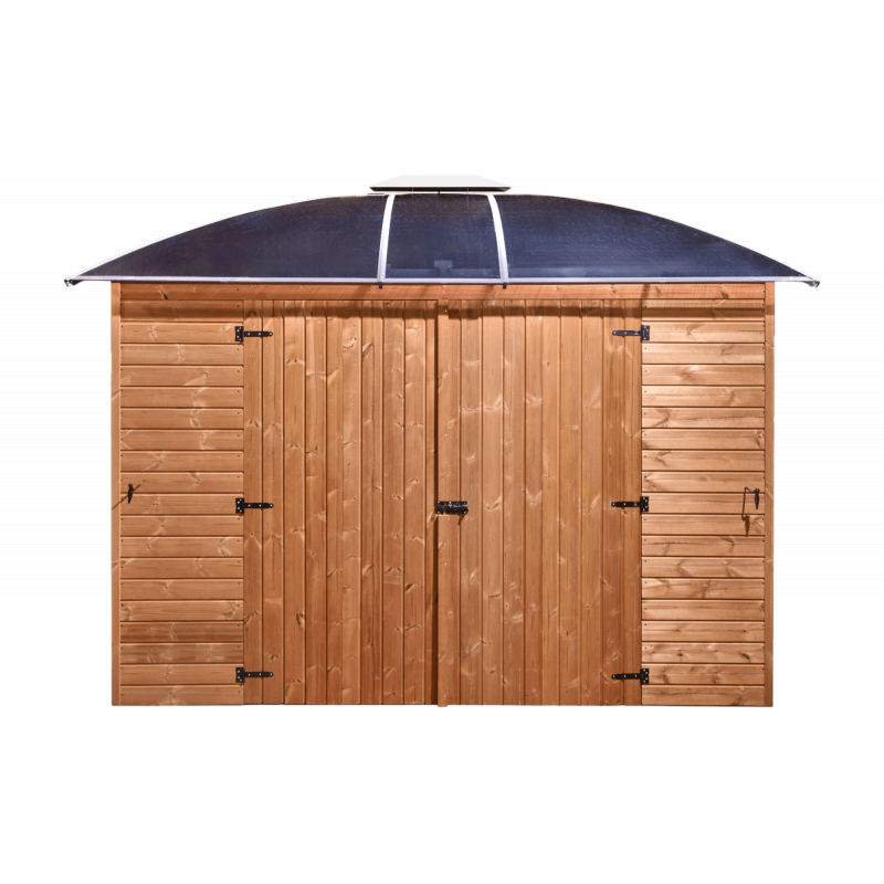 Chiosco bar pool house gazebo da giardino 360x300 cm – Abete termotrattato e tetto policarbonato 6 mm – Struttura alluminio – GL3630TH Foresta