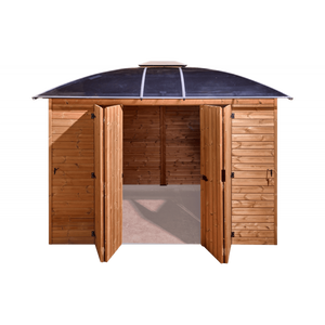 Chiosco bar pool house gazebo da giardino 360x300 cm – Abete termotrattato e tetto policarbonato 6 mm – Struttura alluminio – GL3630TH Foresta
