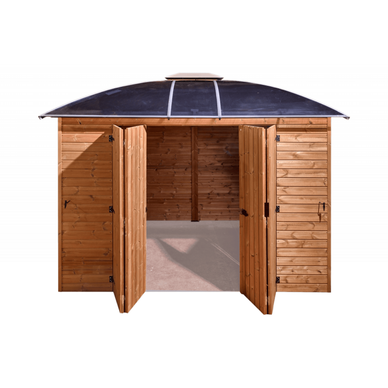 Chiosco bar pool house gazebo da giardino 360x300 cm – Abete termotrattato e tetto policarbonato 6 mm – Struttura alluminio – GL3630TH Foresta