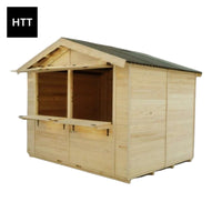 Chiosco casetta per mercatini in legno 300x240 cm con banco – Pareti 20 mm – Copertura bitume rosso – AD3024.01 Foresta