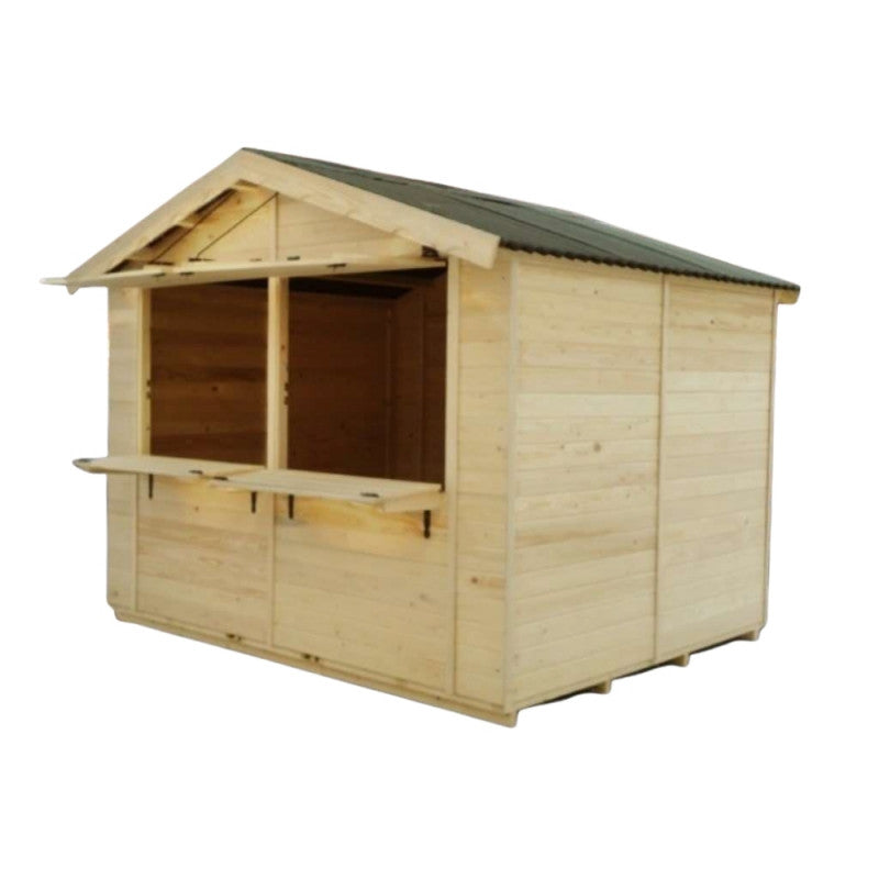 Chiosco casetta per mercatini in legno abete 240x240 cm – Spessore pareti 20 mm – Con bancone e copertura bituminosa – ST2424.01 Foresta