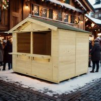 Chiosco casetta per mercatini in legno abete 240x240 cm – Spessore pareti 20 mm – Con bancone e copertura bituminosa – ST2424.01 Foresta