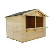 Chiosco casetta per mercatini in legno abete 300x240 cm – Spessore pareti 20 mm – Con bancone e tetto bituminoso – ST3024.01 Foresta