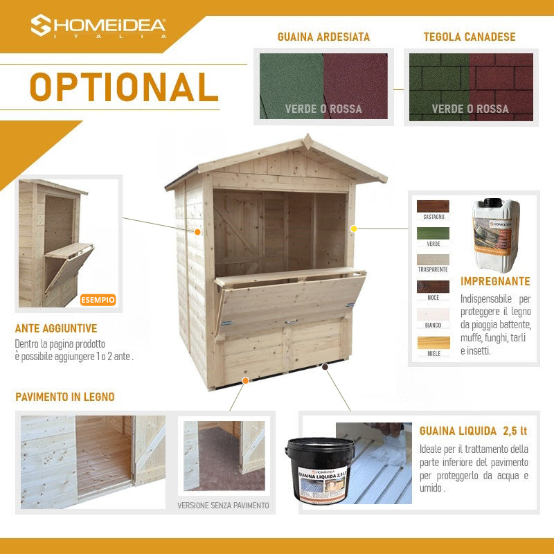 Chiosco Market 182 x 193 cm in legno - Home Idea Italia
