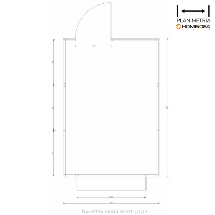 Chiosco Market 222 x 318 cm in legno 1 anta - Home Idea Italia