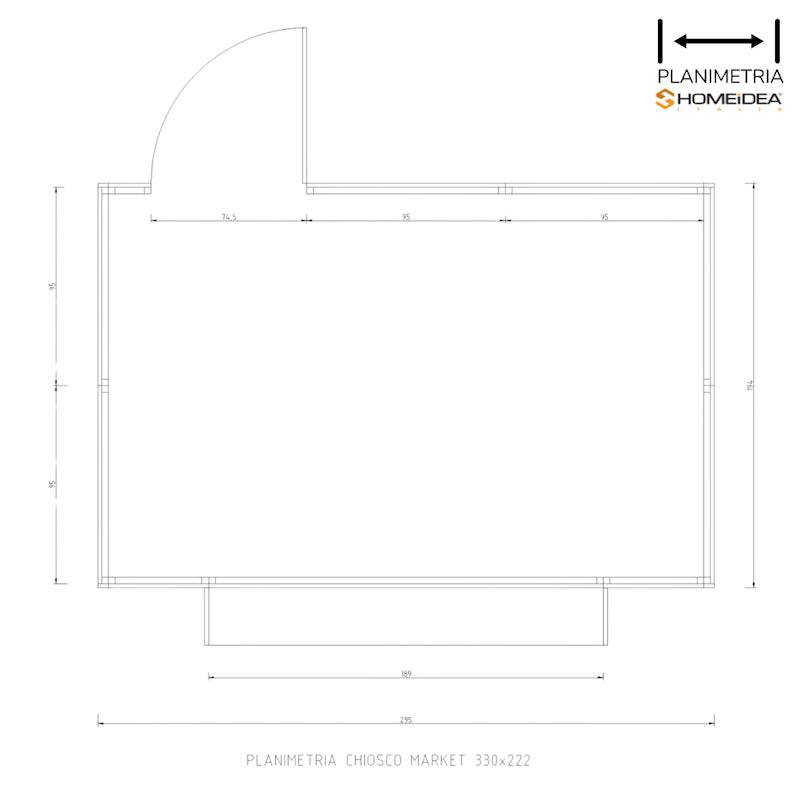 Chiosco Market 330 x 222 cm in legno 1 anta - Home Idea Italia