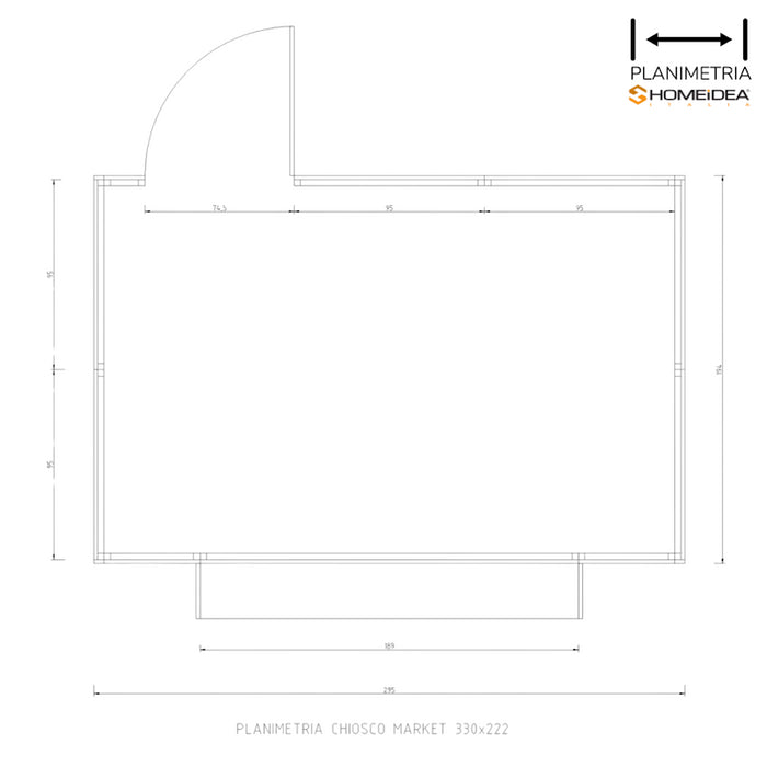 Chiosco Market 330 x 222 cm in legno 1 anta - Home Idea Italia