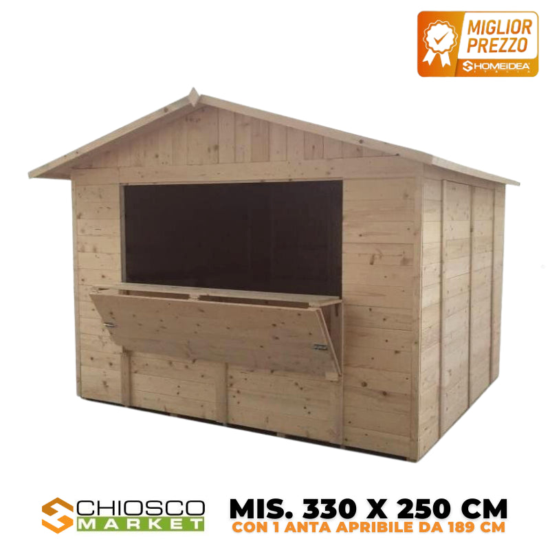 Chiosco Market 330 x 250 cm in legno 1 anta - Home Idea Italia
