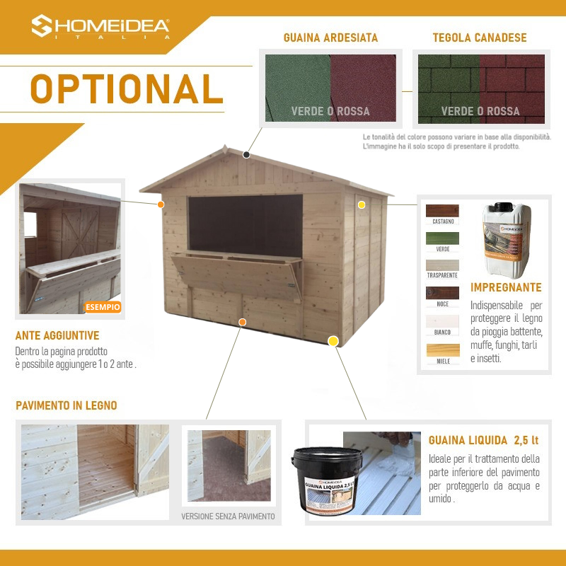 Chiosco Market 330 x 318 cm in legno 1 anta - Home Idea Italia