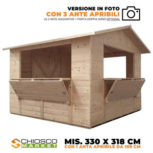 Chiosco Market 330 x 318 cm in legno 1 anta - Home Idea Italia