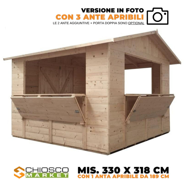 Chiosco Market 330 x 318 cm in legno 1 anta - Home Idea Italia