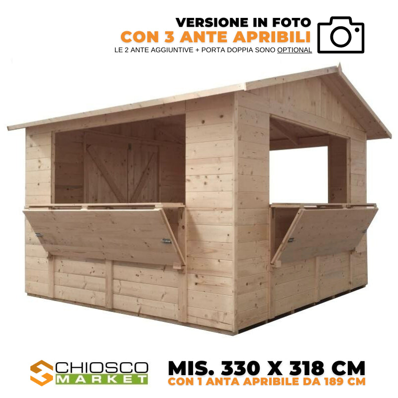 Chiosco Market 330 x 318 cm in legno 1 anta - Home Idea Italia