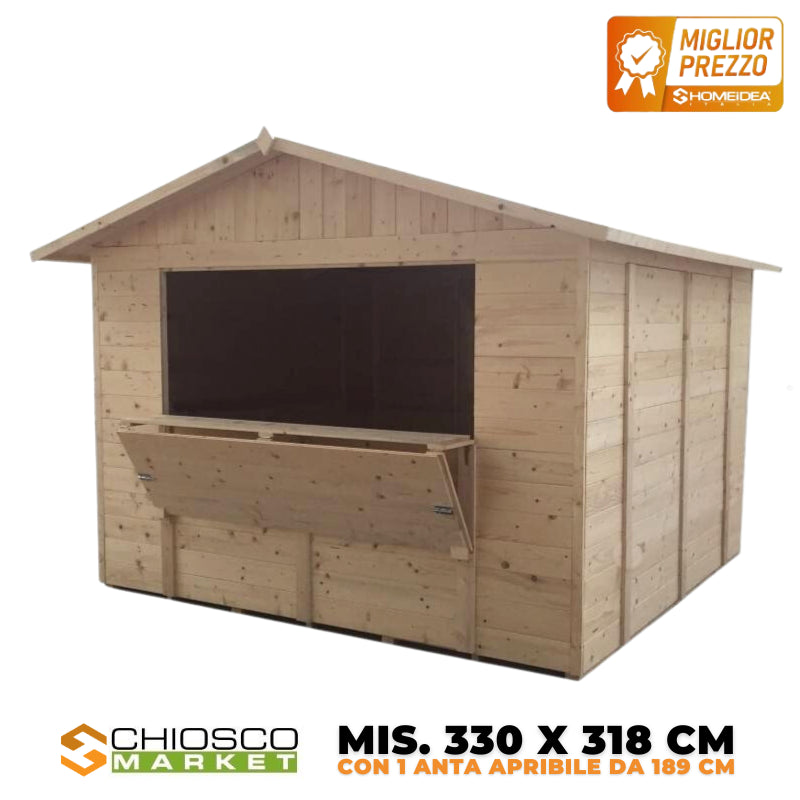 Chiosco Market 330 x 318 cm in legno 1 anta - Home Idea Italia