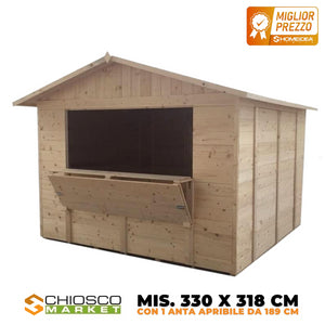 Chiosco Market 330 x 318 cm in legno 1 anta - Home Idea Italia