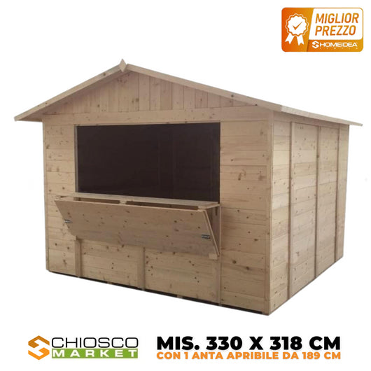 Chiosco Market 330 x 318 cm in legno 1 anta - Home Idea Italia