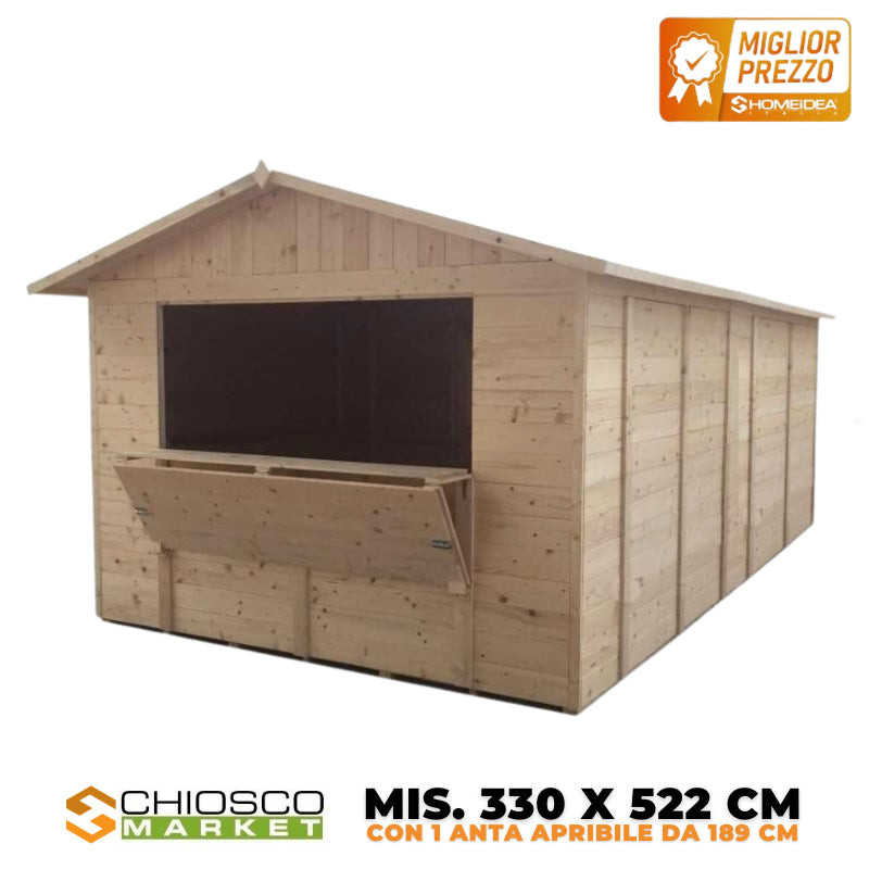 Chiosco Market 330 x 522 cm in legno 1 anta - Home Idea Italia