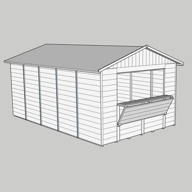 Chiosco Market 330 x 522 cm in legno 1 anta - Home Idea Italia