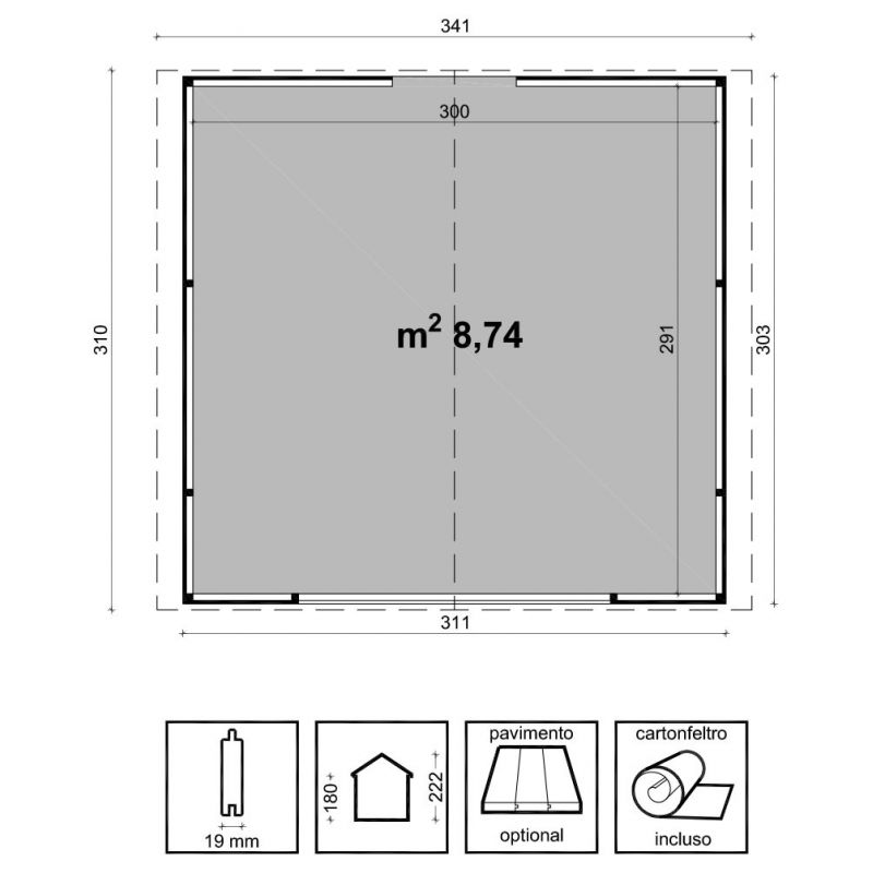 Chiosco Miami Cm. 310X300 Losa
