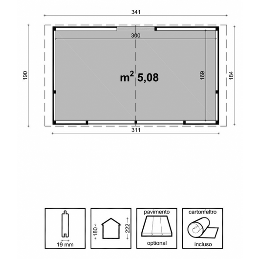 Chiosco Rio Cm. 310X180 Losa